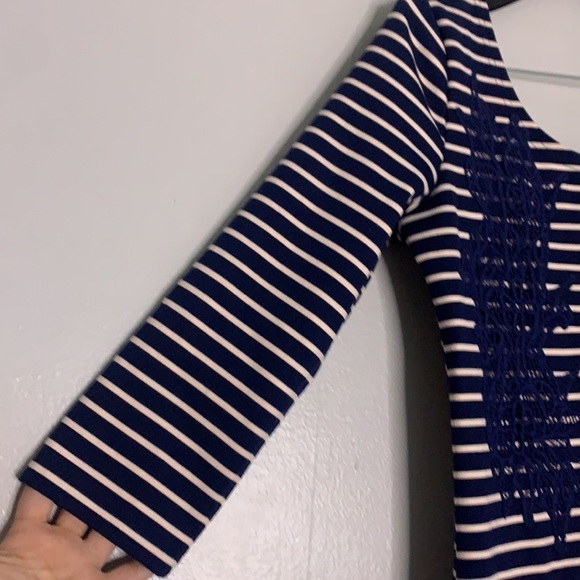 Free People Dress Striped Blue Lace Nautical Fit Flare Mini medium - Picture 4 of 8